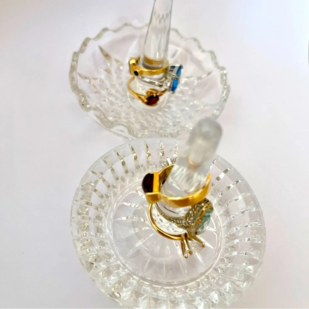 Ring Dish Clear Crystal or Cut Glass Bowl for Jewelry Display or Storage